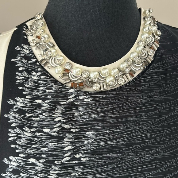 3.1 PHILLIP LIM 100% SILK ELEGANT BLACK GREY CREAM DRESS WITH NECKLINE DETAIL - Picture 7 of 15